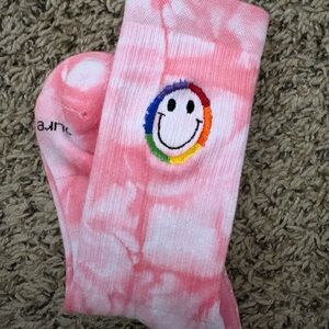 NWOT Pure Barre Pink Tie-Dye Smiley Sticky Socks